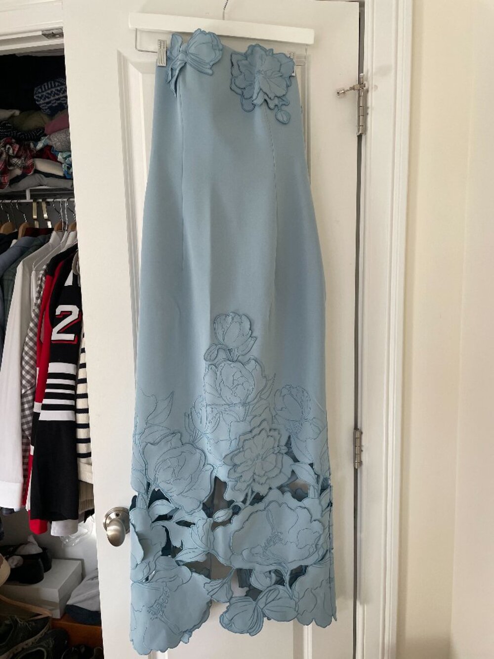 Leo Lin Rayna Appliqué Bustier Dress in Blue